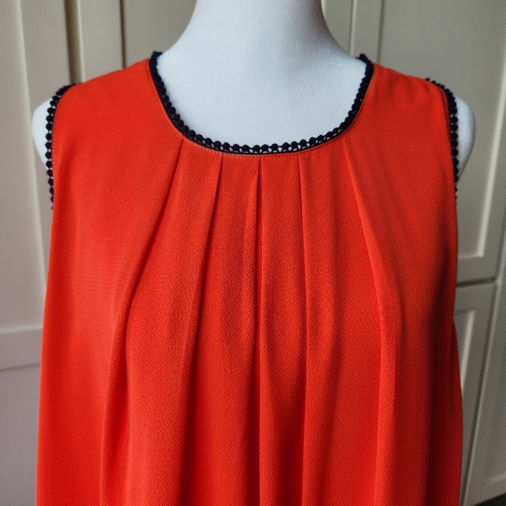 Umgee The Virginia Shift Dress Pleated Sleeveless Orange Navy Blue New Large - Picture 5 of 15